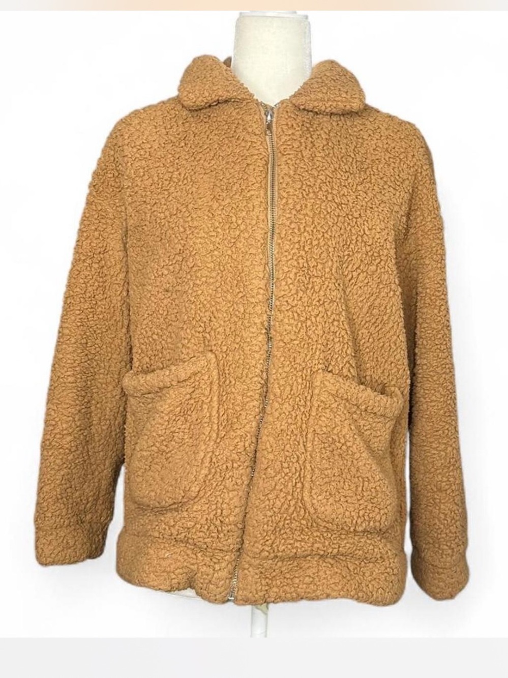💜 Ecowish Tan/Light Brown Teddy Bear Soft Coat/Jacket (S)